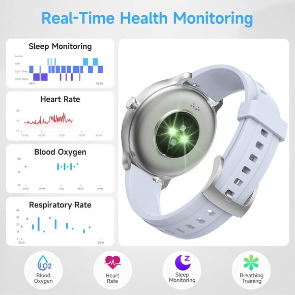 ⚡Frost Blue Smart Watch for Men Women Bluetooth Calling Compatible with Android - Picture 6 of 9